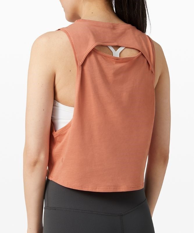 Lululemon Cut Back Crop Tank Blast Dam Korall | LAMF-91748