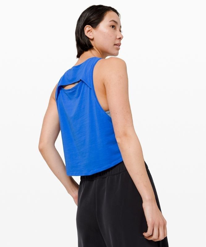 Lululemon Cut Back Crop Tank Blast Dam Wild Bluebell | HSXV-40193