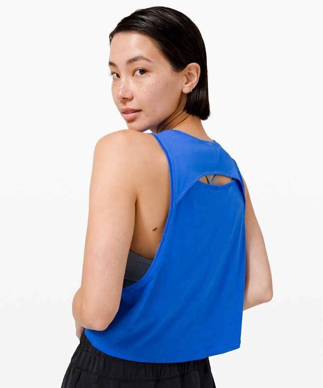 Lululemon Cut Back Crop Tank Blast Dam Wild Bluebell | HSXV-40193