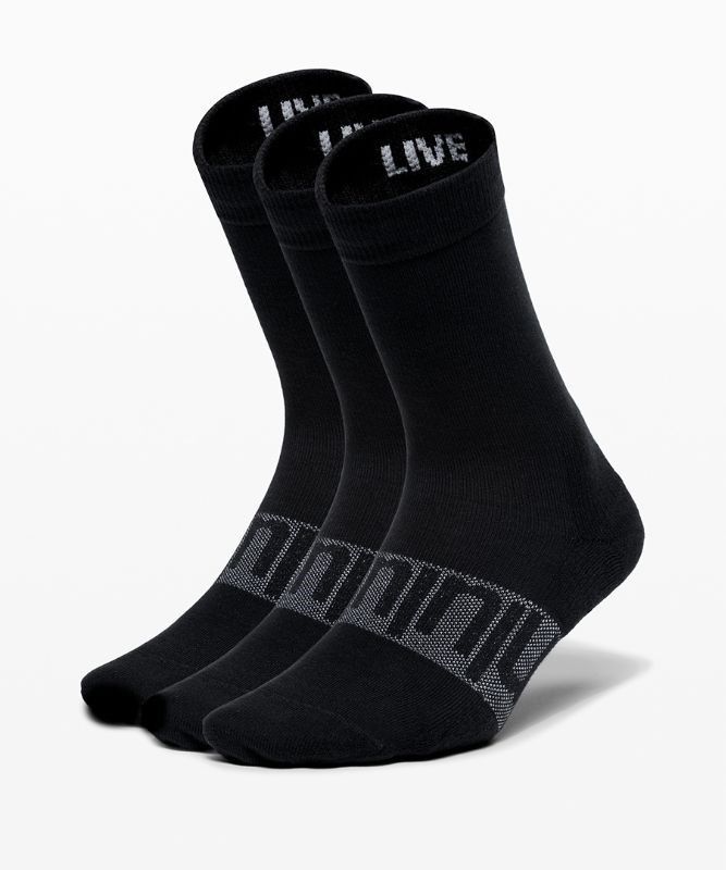 Lululemon Daily Stride Crew Sock 3 Pack Strumpor Accessories Svarta | OGHU-40391