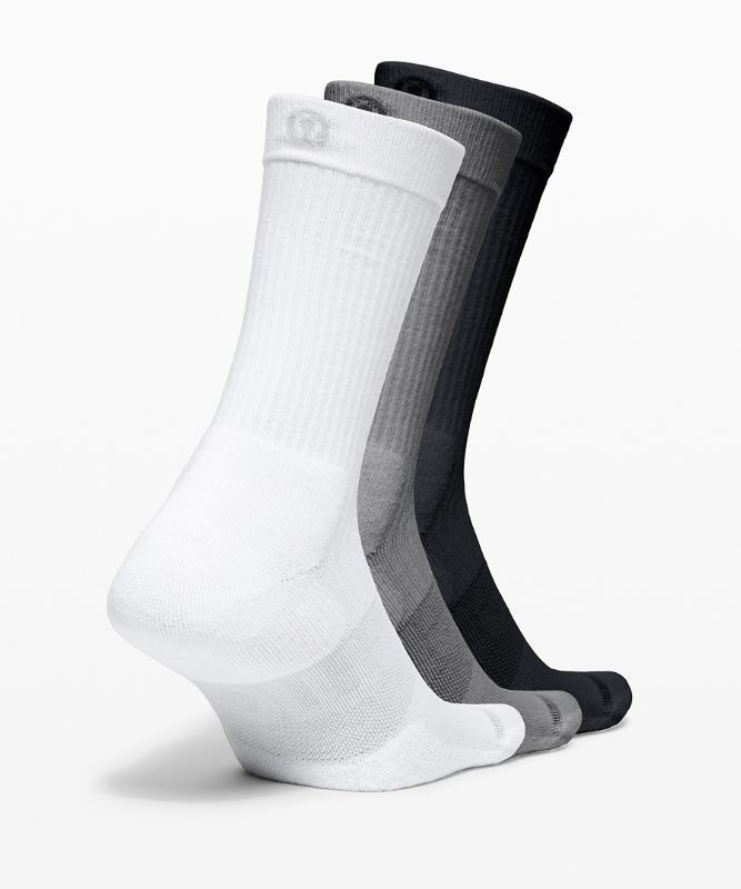 Lululemon Daily Stride Crew Sock 3 Pack Strumpor Accessories Vita Grå Svarta | HUMI-72895