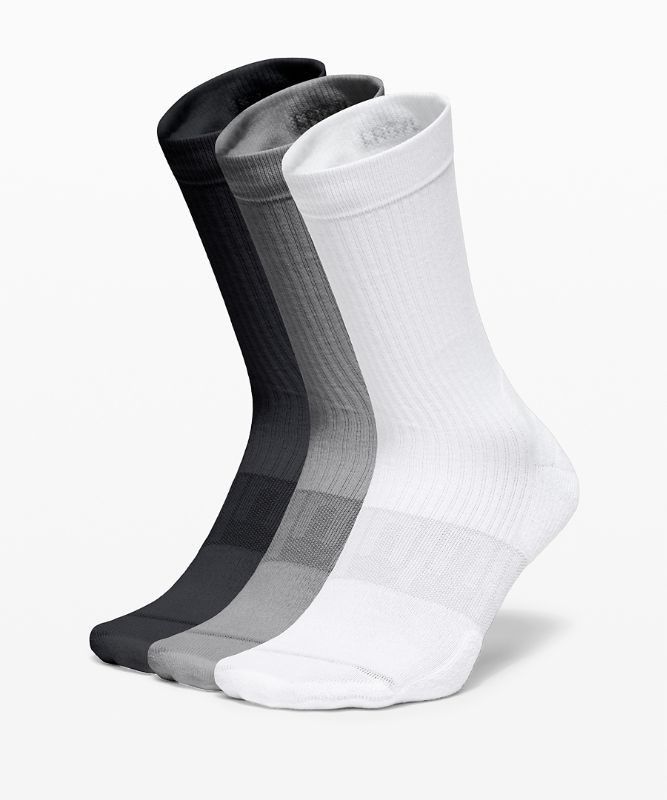 Lululemon Daily Stride Crew Sock 3 Pack Strumpor Accessories Vita Grå Svarta | HUMI-72895