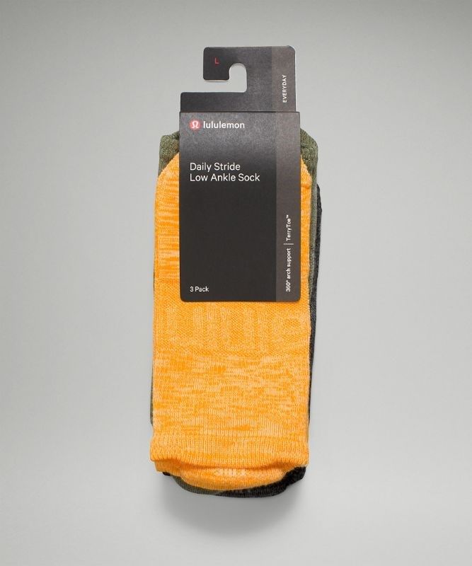 Lululemon Daily Stride Low-Ankle Sock Multi-Colour 3 Pack Strumpor Accessories Gröna Svarta | AGUP-36279