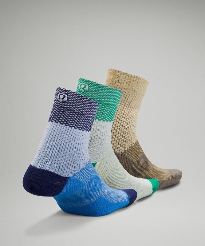 Lululemon Daily Stride Mid-Crew Sock 3 Pack Sparkle Strumpor Accessories Blå Mintgröna | HRYD-63910