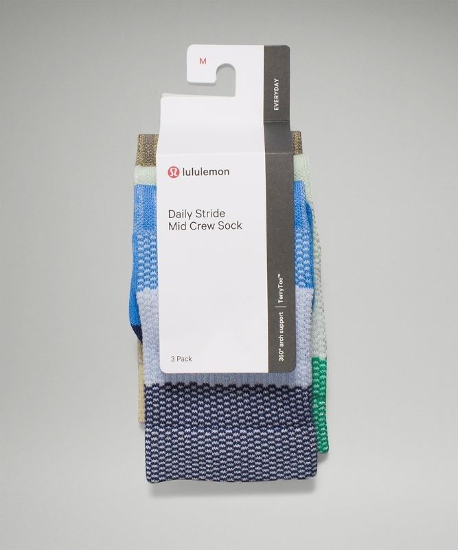 Lululemon Daily Stride Mid-Crew Sock 3 Pack Sparkle Strumpor Accessories Blå Mintgröna | HRYD-63910