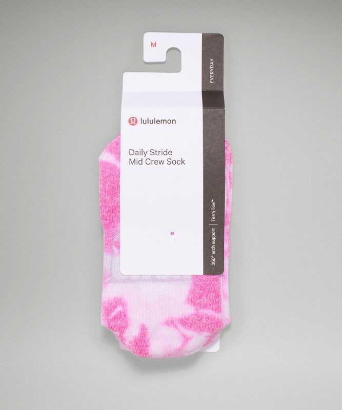 Lululemon Daily Stride Mid-Crew Sock Tie Dye Strumpor Accessories Rosa | OSQT-13675
