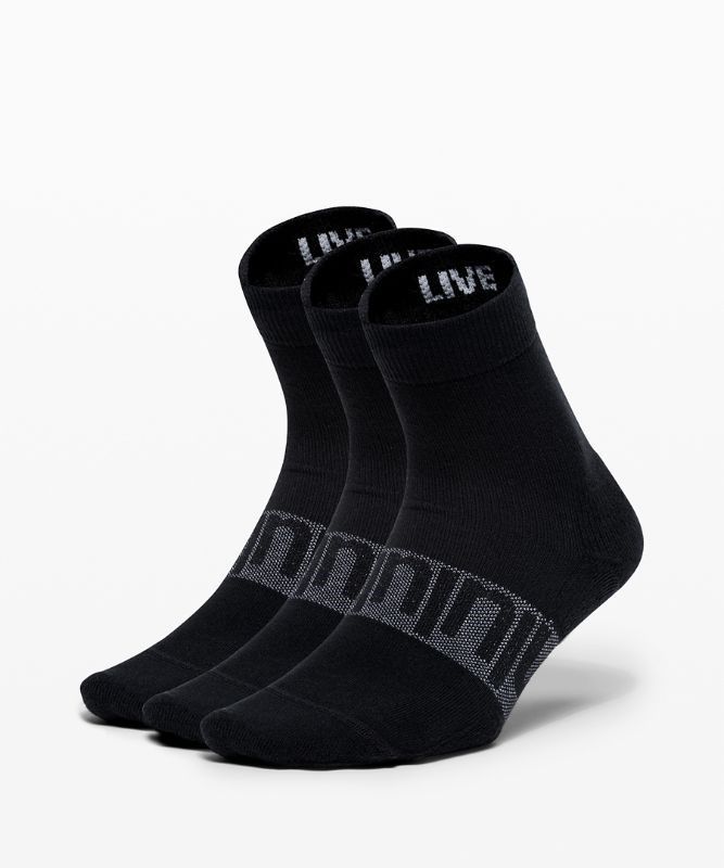 Lululemon Daily Stride Mid Crew Sock 3 Pack Strumpor Accessories Svarta | UCYP-49187