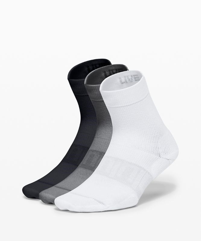 Lululemon Daily Stride Mid Crew Sock 3 Pack Strumpor Accessories Vita Grå Svarta | TENZ-84160