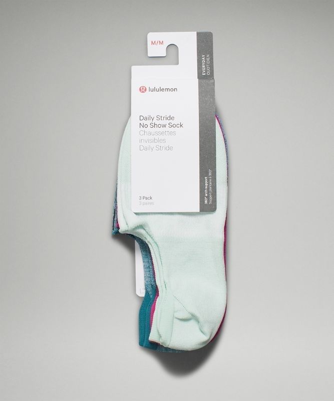 Lululemon Daily Stride No Show Sock 3P Strumpor Accessories Mintgröna Rosa Blå | IHKR-50248