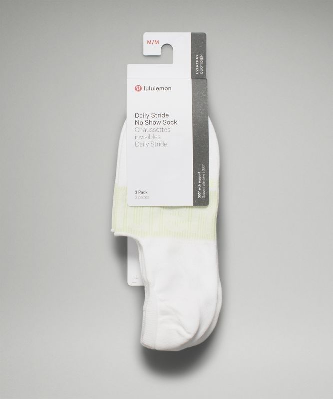 Lululemon Daily Stride No Show Sock 3P Strumpor Accessories Vita Gröna Gröna | AVJI-48962