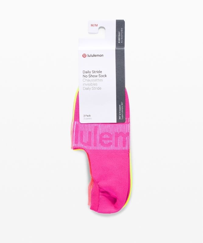 Lululemon Daily Stride No Show Sock 3 Pack Strumpor Accessories Rosa Gula | NTDO-91705