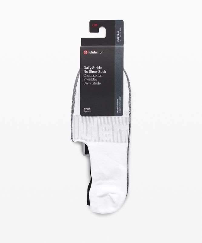Lululemon Daily Stride No Show Sock 3 Pack Strumpor Accessories Vita Grå Svarta | YQHJ-04192