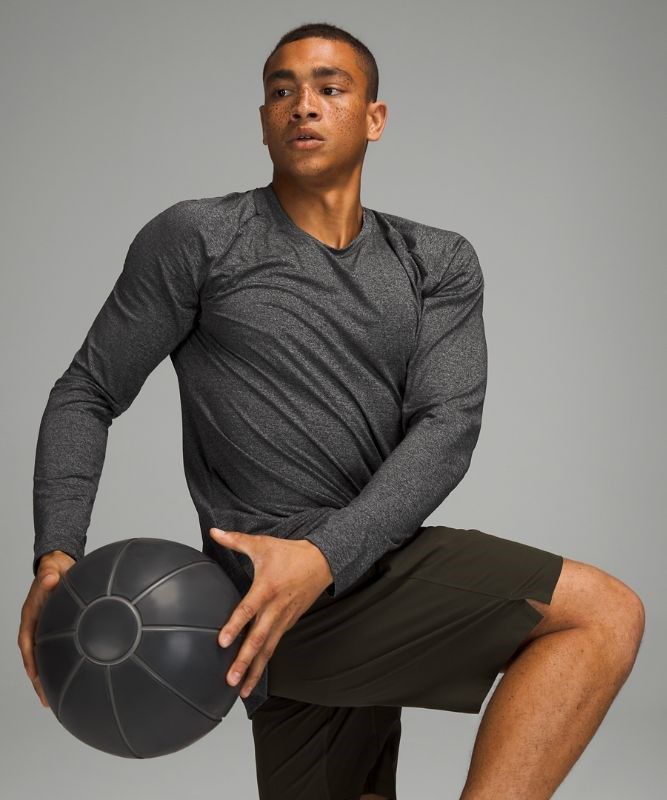 Lululemon Drysense Long Sleeve Blast Herr Svarta Grå | YOHS-97365