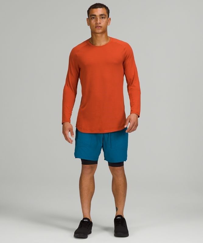 Lululemon Drysense Long Sleeve Blast Herr Mörkröda | BCJP-62059
