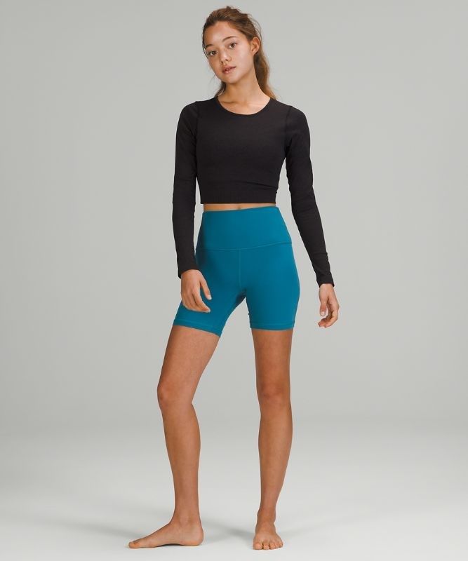 Lululemon Ebb to Street Long Sleeve Shirt Blast Dam Svarta | GUQN-34078