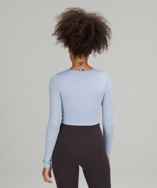 Lululemon Ebb to Street Long Sleeve Shirt Blast Dam Blå Beige | UAGX-13980