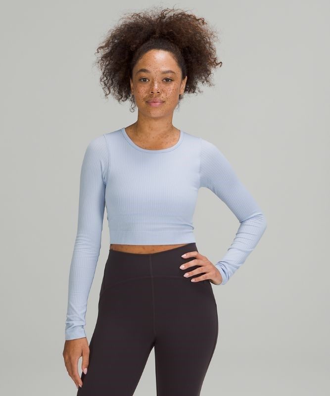 Lululemon Ebb to Street Long Sleeve Shirt Blast Dam Blå Beige | UAGX-13980
