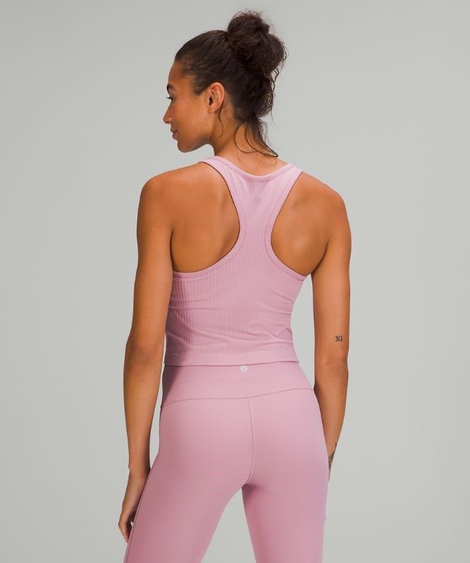 Lululemon Ebb to Street RB Crop Tank Blast Dam Rosa Grå Bruna | RWMA-39482
