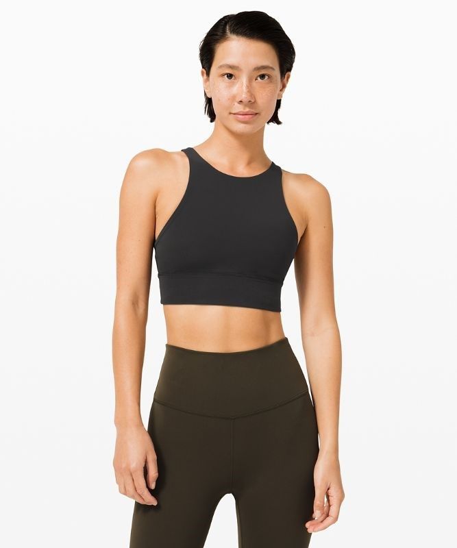 Lululemon Energy Bra High-Neck Longline Medium Support, B Sport BH Dam Svarta | LQSC-97128