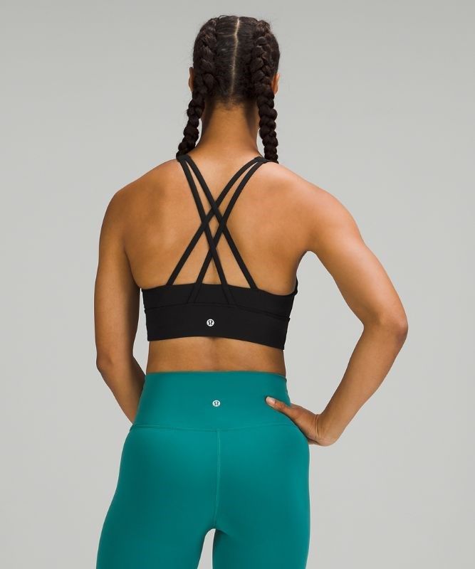 Lululemon Energy Bra High-Neck Longline Medium Support, B Sport BH Dam Svarta | HOAR-08295