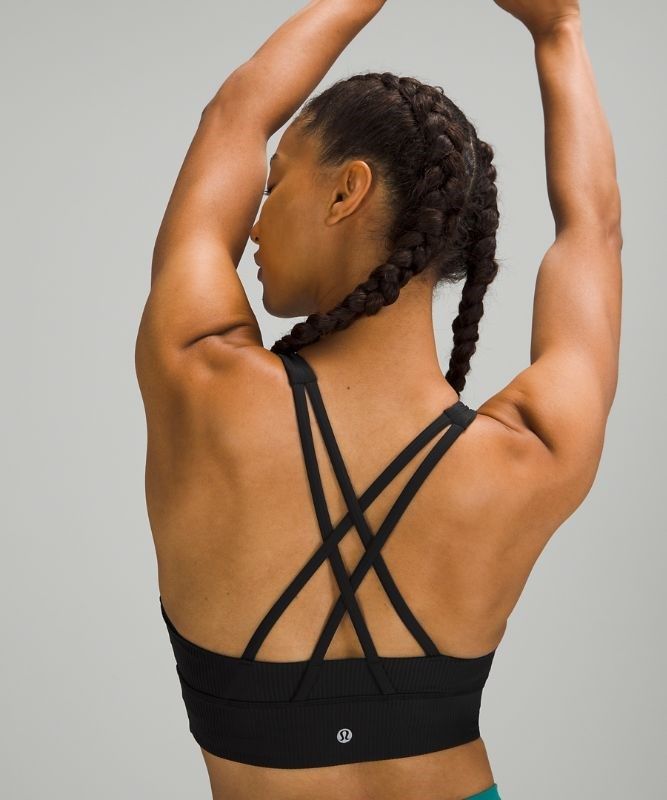 Lululemon Energy Bra High-Neck Longline Medium Support, B Sport BH Dam Svarta | HOAR-08295