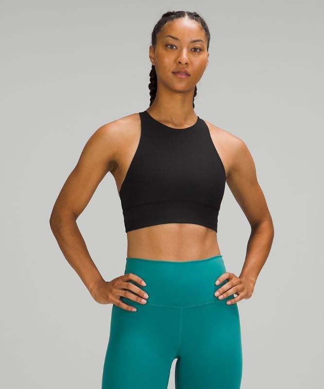 Lululemon Energy Bra High-Neck Longline Medium Support, B Sport BH Dam Svarta | HOAR-08295