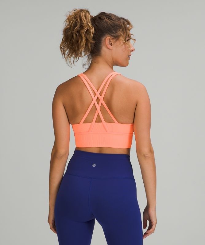 Lululemon Energy Bra Long Line Rib Sport BH Dam Orange | GWNP-97842