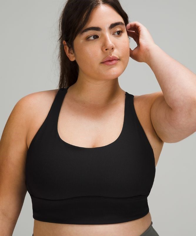 Lululemon Energy Bra Long Line Rib Sport BH Dam Svarta | AGKV-34085