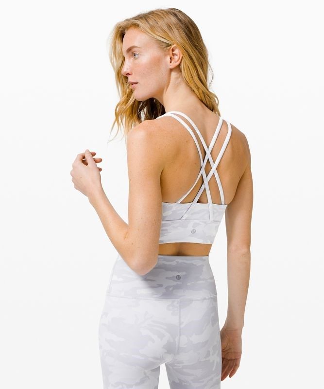 Lululemon Energy Bra Long Line Rib Sport BH Dam Camo Vita | XDEA-97235