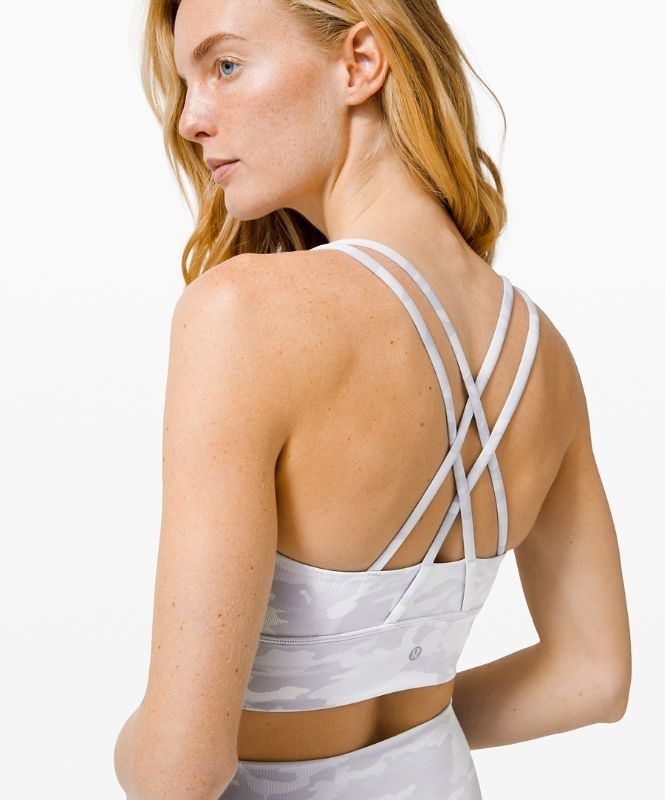 Lululemon Energy Bra Long Line Rib Sport BH Dam Camo Vita | XDEA-97235