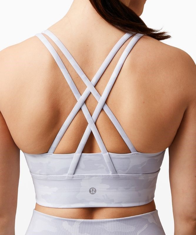 Lululemon Energy Bra Long Line Sport BH Dam Camo Vita Olika Färger | LRJS-97452