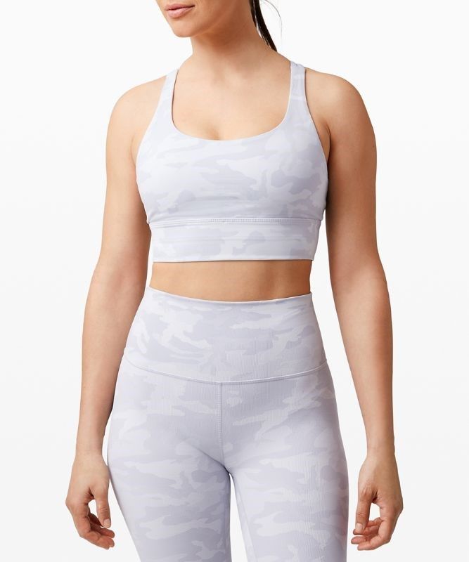 Lululemon Energy Bra Long Line Sport BH Dam Camo Vita Olika Färger | LRJS-97452