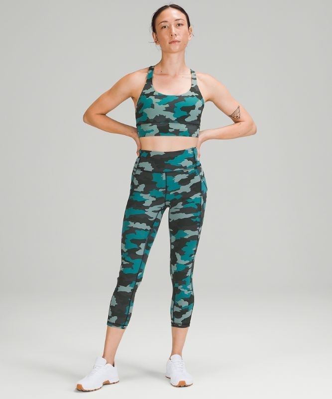 Lululemon Energy Bra Long Line Sport BH Dam Camo Turkos Olika Färger | GBOI-78102