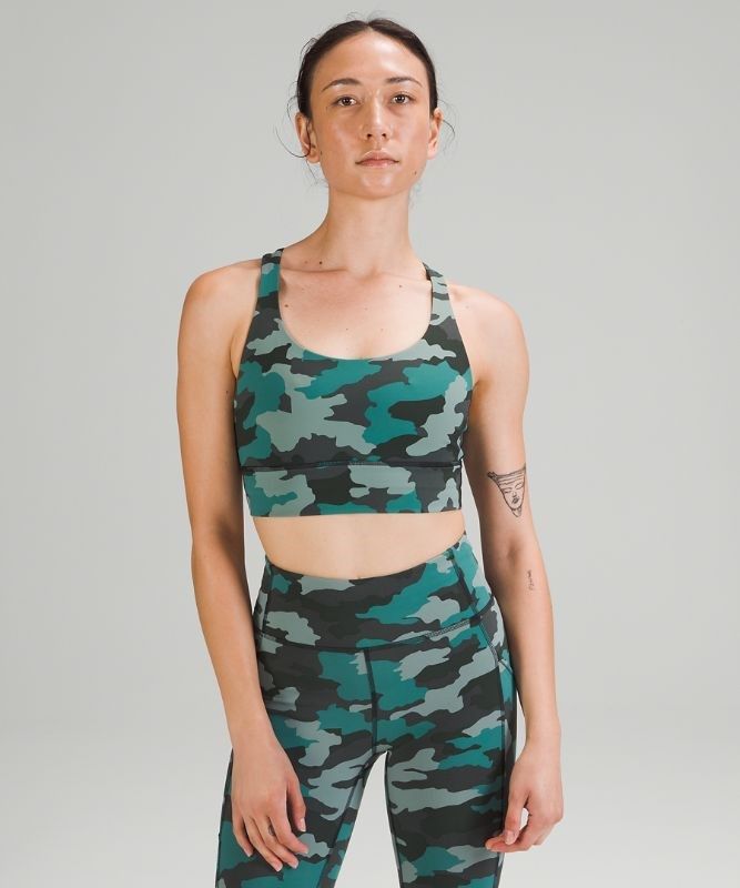 Lululemon Energy Bra Long Line Sport BH Dam Camo Turkos Olika Färger | GBOI-78102