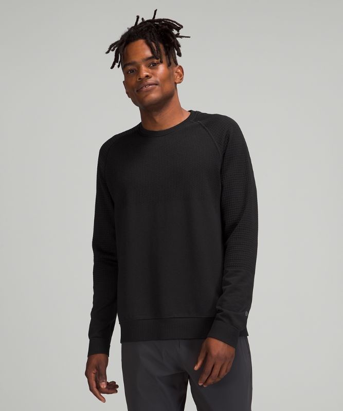 Lululemon Engineered Warmth Long Sleeve Crew Tröjor Herr Svarta Svarta | YXZG-01467