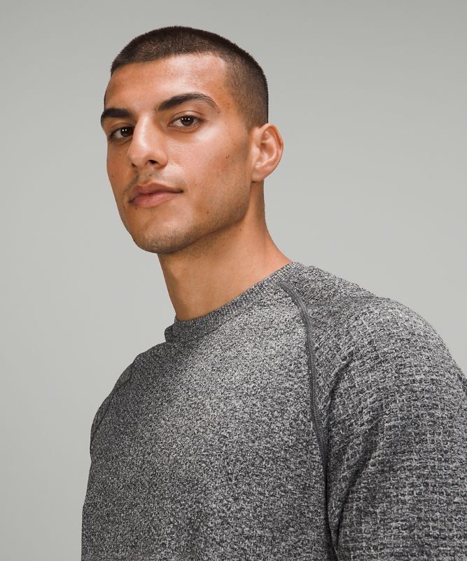 Lululemon Engineered Warmth Long Sleeve Crew Tröjor Herr Svarta Vita | YMXS-90361