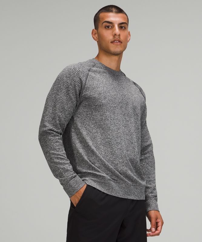 Lululemon Engineered Warmth Long Sleeve Crew Tröjor Herr Svarta Vita | YMXS-90361