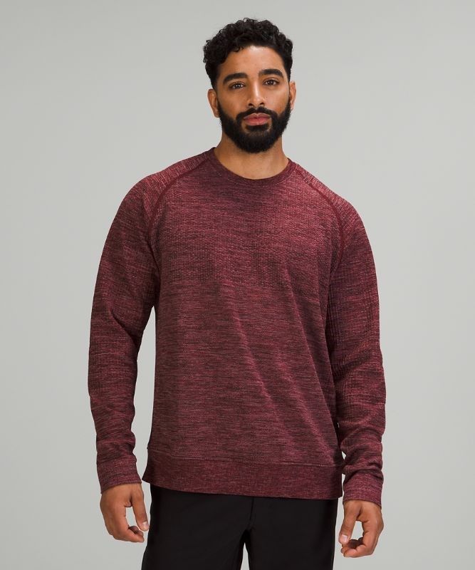Lululemon Engineered Warmth Long Sleeve Crew Tröjor Herr Vinröda Rosa Grå Bruna Svarta | IMDA-93024