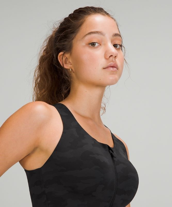 Lululemon Enlite Front-Zip Bra High Support, A Sport BH Dam Camo Svarta Olika Färger | LCBQ-20863