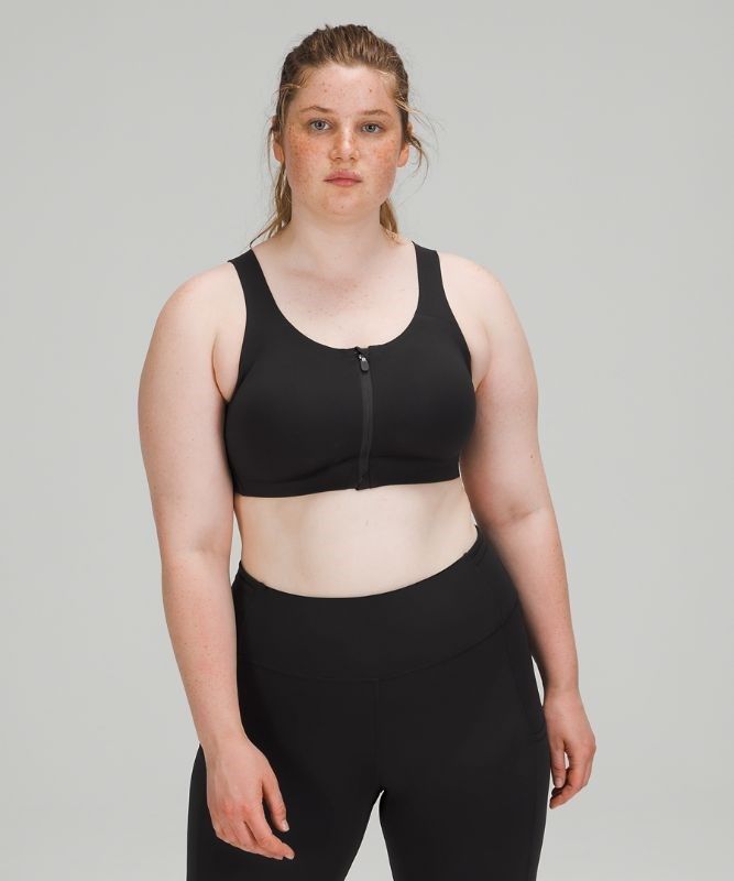 Lululemon Enlite Front-Zip Bra High Support, A Sport BH Dam Svarta | AMZK-48290