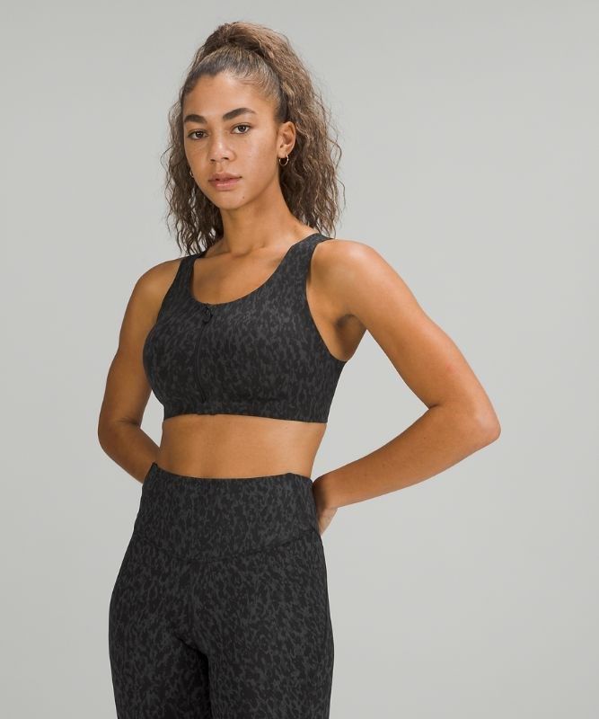 Lululemon Enlite Front-Zip Bra High Support, A Sport BH Dam Leopard Camo Svarta Olika Färger | XJIO-46832