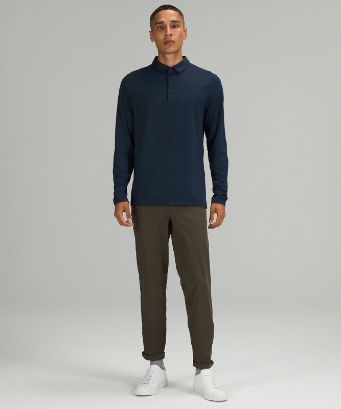 Lululemon Evolution Long Sleeve Polo Shirt Blast Herr Marinblå | RCQD-65937