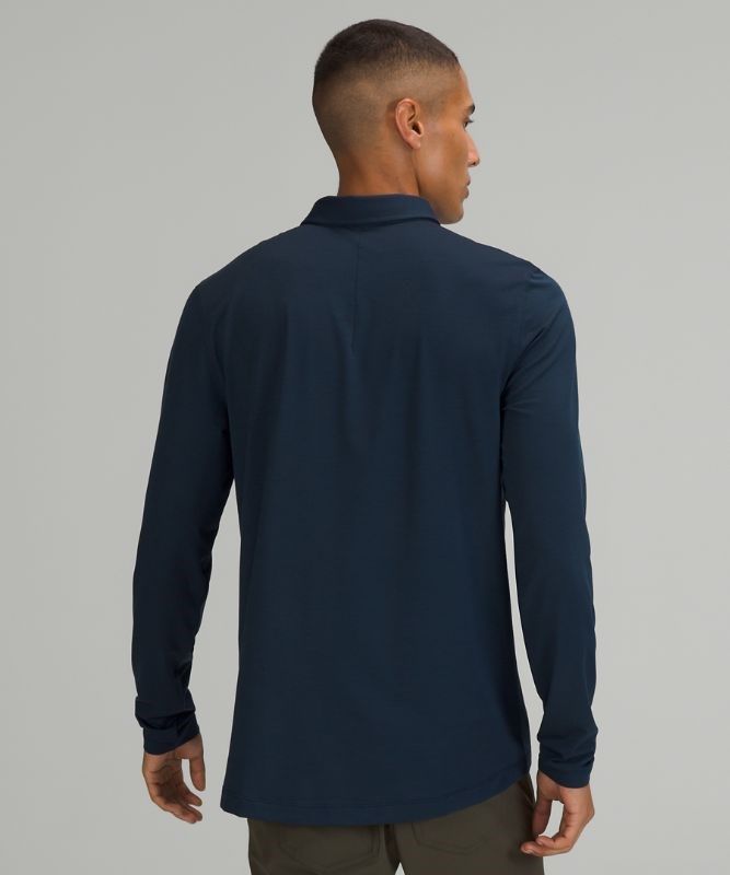 Lululemon Evolution Long Sleeve Polo Shirt Blast Herr Marinblå | RCQD-65937