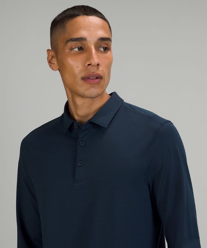 Lululemon Evolution Long Sleeve Polo Shirt Blast Herr Marinblå | RCQD-65937