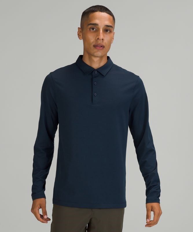 Lululemon Evolution Long Sleeve Polo Shirt Blast Herr Marinblå | RCQD-65937