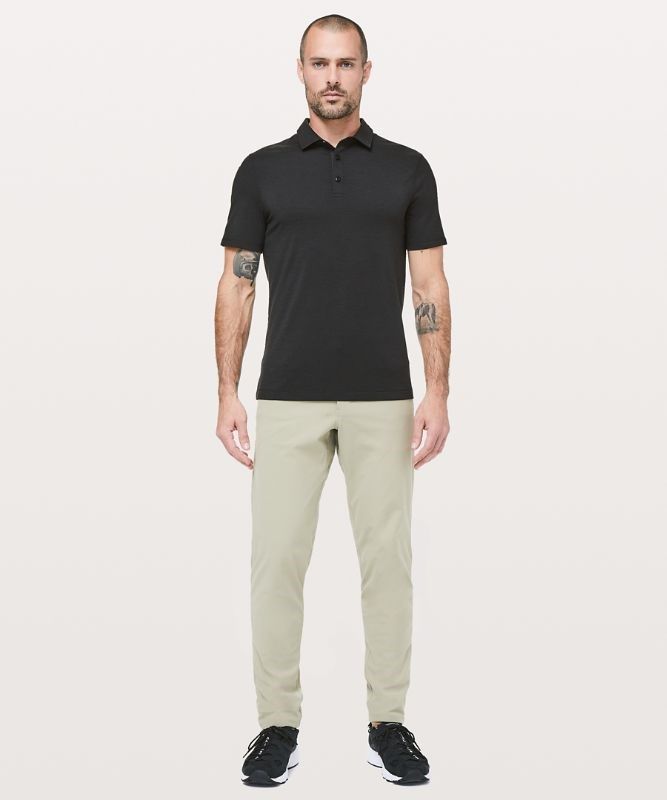 Lululemon Evolution Short Sleeve Polo Shirt Blast Herr Svarta | LXMZ-75912