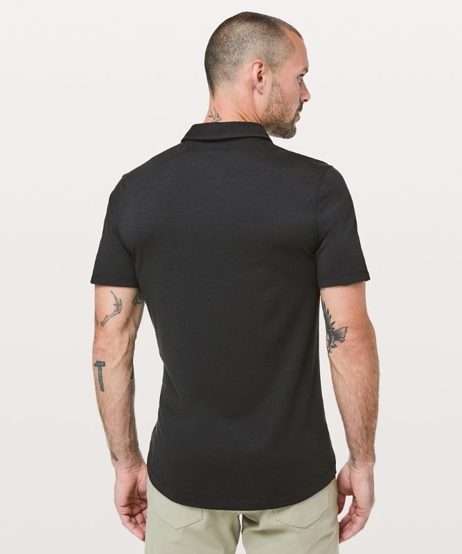 Lululemon Evolution Short Sleeve Polo Shirt Blast Herr Svarta | LXMZ-75912