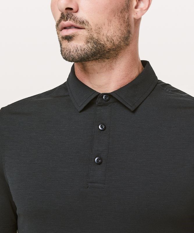 Lululemon Evolution Short Sleeve Polo Shirt Blast Herr Svarta | LXMZ-75912