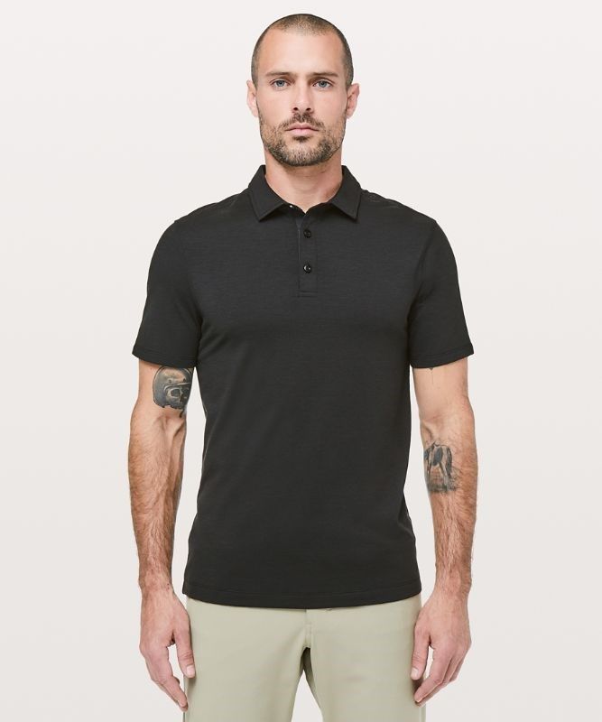 Lululemon Evolution Short Sleeve Polo Shirt Blast Herr Svarta | LXMZ-75912