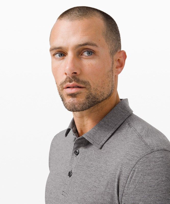Lululemon Evolution Short Sleeve Polo Shirt Blast Herr Svarta | LNEA-95608